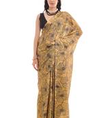 mustard color chinon fabric ready to wear saree for elegant bollywood style