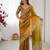mustard color trendy fendy chiffon fabric glamorous partywear saree