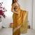 mustard color trendy fendy chiffon fabric glamorous partywear saree