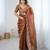 brown color trendy fendy chiffon fabric glamorous partywear saree