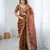 brown color trendy fendy chiffon fabric glamorous partywear saree