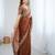 brown color trendy fendy chiffon fabric glamorous partywear saree