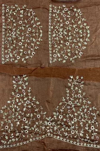 brown color trendy fendy chiffon fabric glamorous partywear saree