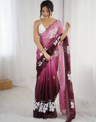 maroon glamorous jimmy choo embroidered saree 1