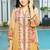 Yellow printed with handwork natural crepe aline kurti with plazzo