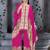 Pink printed with handwork natural crepe kaftan with plazzo