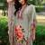 Grey printed with handwork natural crepe kaftan with sharara