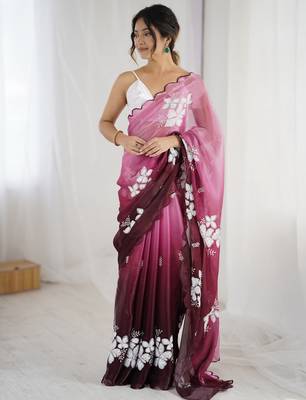 maroon glamorous jimmy choo embroidered saree 5
