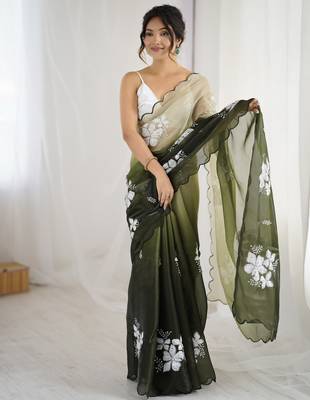 mahendi glamorous jimmy choo embroidered saree 1