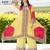 Yellow printed with handwork natural crepe aline kurti with plazzo
