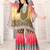 Multicolour printed with handwork natural crepe kaftan with sharara