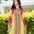 Yellow printed with handwork natural crepe aline kurti with plazzo