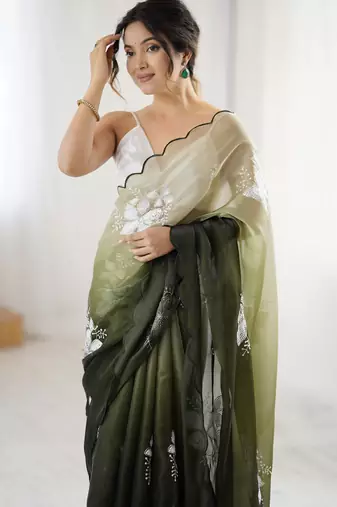 mahendi glamorous jimmy choo embroidered saree