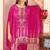 Pink printed with handwork natural crepe kaftan with plazzo