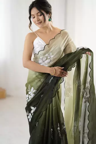 mahendi glamorous jimmy choo embroidered saree
