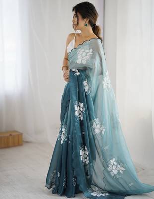 teal glamorous jimmy choo embroidered saree 5