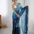 blue color glamorous jimmy choo fabric beautiful embroidered saree