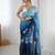 blue color glamorous jimmy choo fabric beautiful embroidered saree