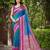 banarasi satin silk blend woven deep blue & pink saree with heavy jacquard work saree with blouse piece
