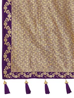 banarasi satin silk blend woven dark purple saree with heavy jacquard work saree with blouse piece 5