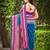 banarasi satin silk blend woven deep blue & pink saree with heavy jacquard work saree with blouse piece