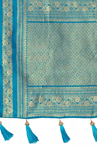 banarasi satin silk blend woven dark purple & blue saree with heavy jacquard work saree with blouse piece
