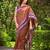 banarasi satin silk blend woven orange brown & purple saree with heavy jacquard work saree with blouse piece