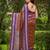 banarasi satin silk blend woven orange brown & purple saree with heavy jacquard work saree with blouse piece
