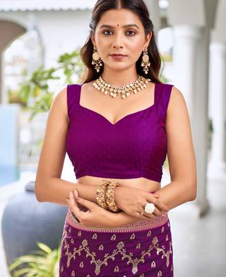 banarasi satin silk blend woven wine purple & dark pink saree with heavy jacquard work saree with blouse piece 4