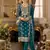Teal embroidered chinon stitched pakistani salwar suit