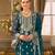 Teal embroidered chinon semi-stitched pakistani salwar suit