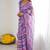 Georgette digital print saree with foil mirror work scalloped border