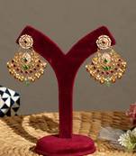 Gold plated kundan multicolor stones chandbali earrings