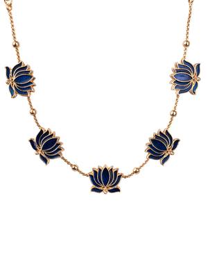 Antique blue floral motif necklace set 3