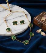 Antique green floral motif necklace set