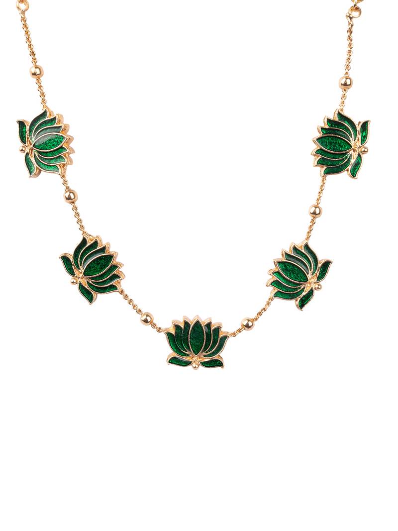 Antique green floral motif necklace set
