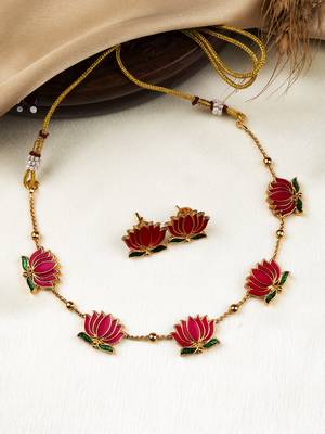 Antique multicolor floral motif necklace set 1
