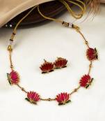 Antique multicolor floral motif necklace set
