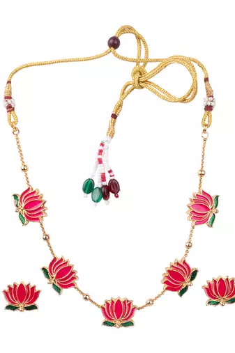 Antique multicolor floral motif necklace set