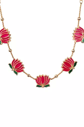 Antique multicolor floral motif necklace set