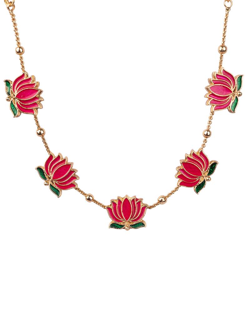 Antique multicolor floral motif necklace set