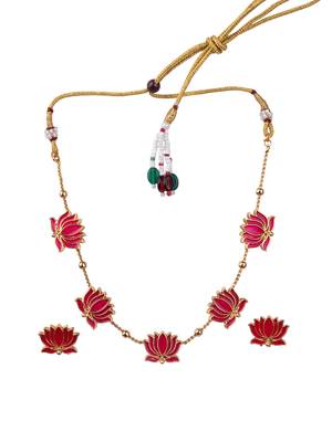 Antique pink floral motif necklace set 2