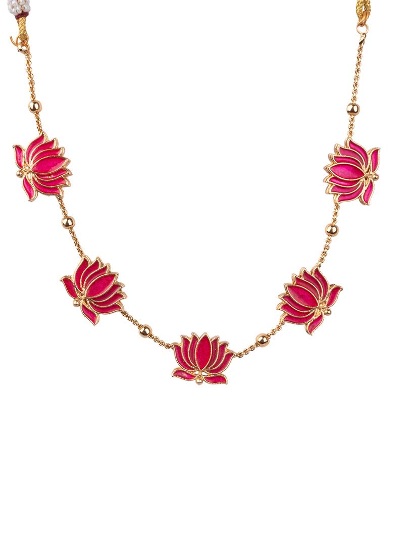 Antique pink floral motif necklace set