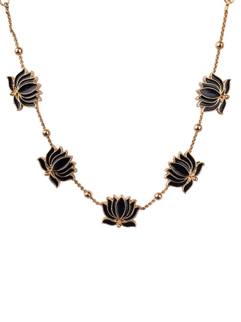 Antique black floral motif necklace set