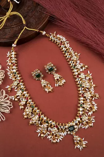 antique temple design necklace set