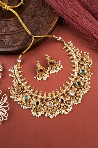 Heritage temple jewellery necklace set