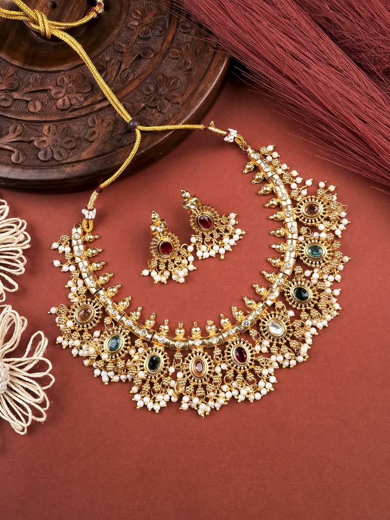 Heritage temple jewellery necklace set