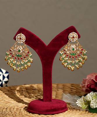 Gold plated kundan multicolor stones necklace set 4