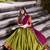 Green Half Saree Lehenga with Contrast Blouse & Dupatta – Festive Ethnic Wear for Women