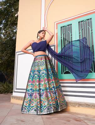 Banarasi Silk Zari Weaving Work in Chaniya Choli 1